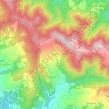 Mappa topografica Canepari, altitudine, rilievo