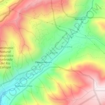 Mappa topografica Carpani, altitudine, rilievo
