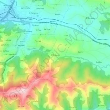 Mappa topografica El Solanu, altitudine, rilievo