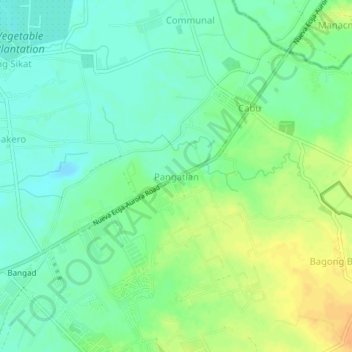 Mappa topografica Pangatian, altitudine, rilievo