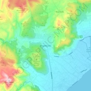 Mappa topografica Μαραθώνας, altitudine, rilievo