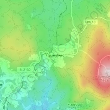 Mappa topografica Frauenberg, altitudine, rilievo