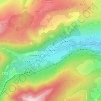 Mappa topografica Fraisse-Haut, altitudine, rilievo