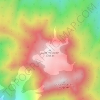 Mappa topografica Glass Mountain, altitudine, rilievo