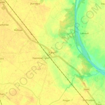Mappa topografica Farah, altitudine, rilievo
