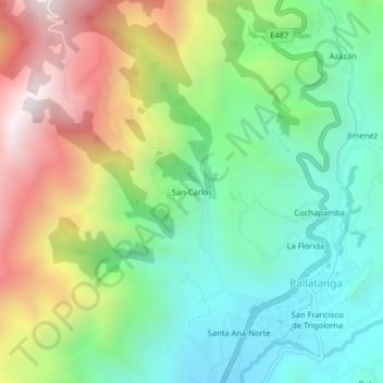 Mappa topografica San Carlos, altitudine, rilievo