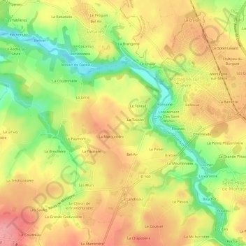 Mappa topografica Le Bignon, altitudine, rilievo