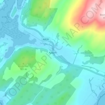 Mappa topografica Appin, altitudine, rilievo