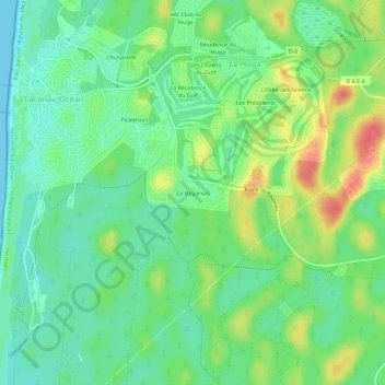 Mappa topografica Le Baganais, altitudine, rilievo