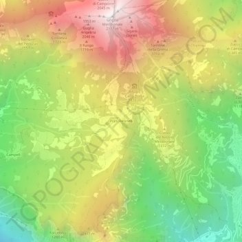 Mappa topografica Piani Resinelli, altitudine, rilievo