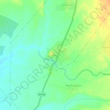 Mappa topografica Vahan, altitudine, rilievo