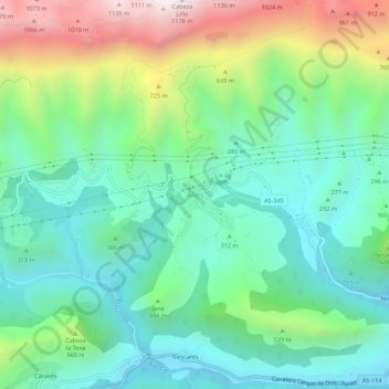 Mappa topografica Alles, altitudine, rilievo