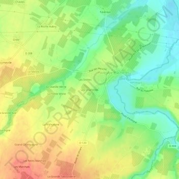Mappa topografica Les Charlottes, altitudine, rilievo