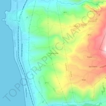 Mappa topografica Cammaratea, altitudine, rilievo