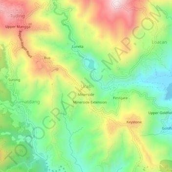 Mappa topografica Ucab, altitudine, rilievo