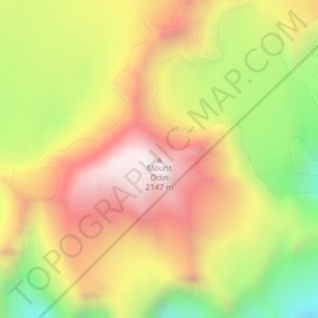 Mappa topografica Mount Odin, altitudine, rilievo
