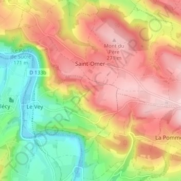 Mappa topografica La Commune, altitudine, rilievo