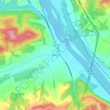 Mappa topografica Winfield, altitudine, rilievo