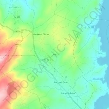 Mappa topografica Vide, altitudine, rilievo