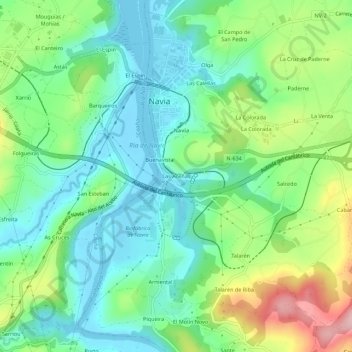 Mappa topografica Las Aceñas, altitudine, rilievo