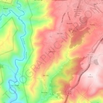 Mappa topografica Sabroso, altitudine, rilievo