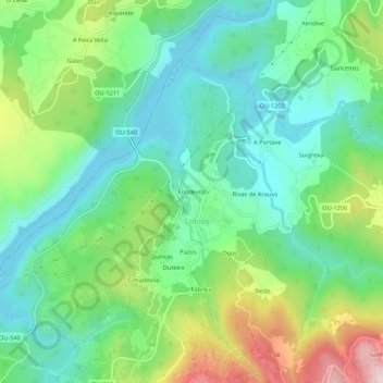 Mappa topografica Fondevila, altitudine, rilievo
