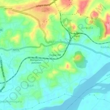 Mappa topografica Darbar Hill, altitudine, rilievo