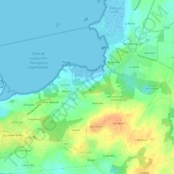 Mappa topografica Kerhars, altitudine, rilievo