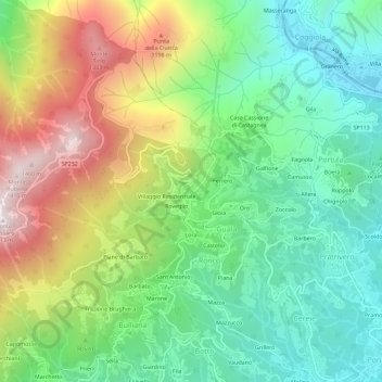 Mappa topografica Centro Zegna, altitudine, rilievo