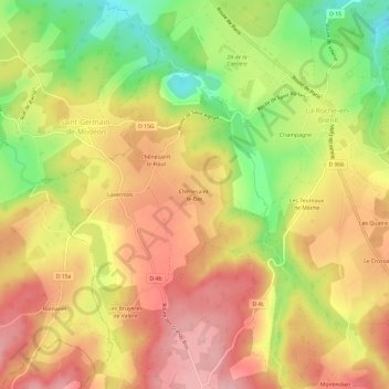 Mappa topografica Chênesaint-le-Bas, altitudine, rilievo