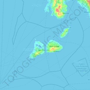 Mappa topografica Camotes Islands, altitudine, rilievo