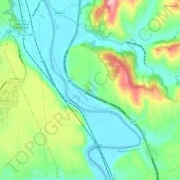 Mappa topografica Foglia, altitudine, rilievo