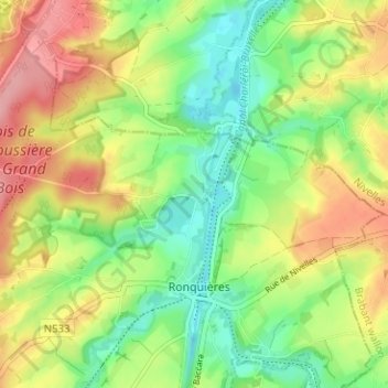 Mappa topografica Pied d'Eau, altitudine, rilievo