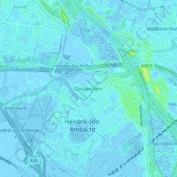 Mappa topografica Oostendam, altitudine, rilievo