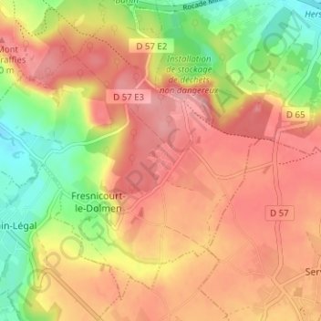 Mappa topografica Verdrel, altitudine, rilievo