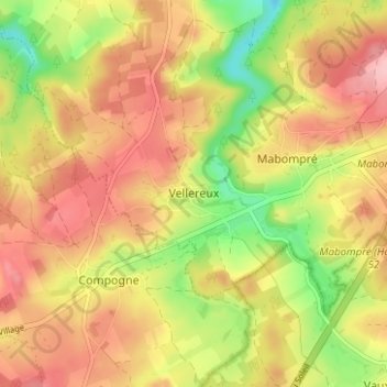 Mappa topografica Vellereux, altitudine, rilievo
