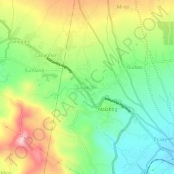 Mappa topografica Salvacion, altitudine, rilievo