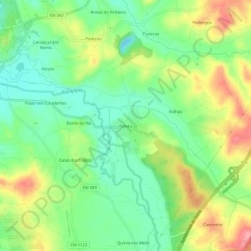 Mappa topografica Paleão, altitudine, rilievo