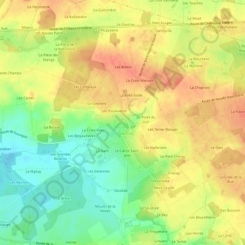 Mappa topografica La Margaudrie, altitudine, rilievo