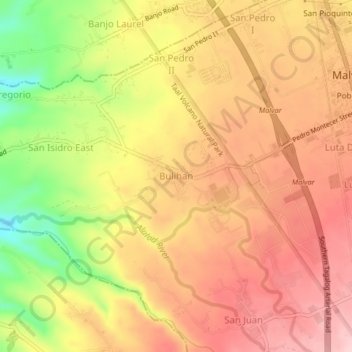 Mappa topografica Bulihan, altitudine, rilievo