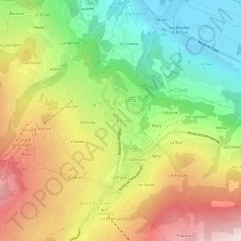 Mappa topografica Basseville, altitudine, rilievo