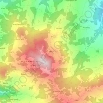 Mappa topografica Obolo, altitudine, rilievo