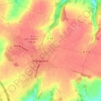 Mappa topografica L'Hornas, altitudine, rilievo