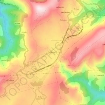 Mappa topografica Bodenaya, altitudine, rilievo