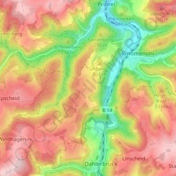Mappa topografica Bühren, altitudine, rilievo
