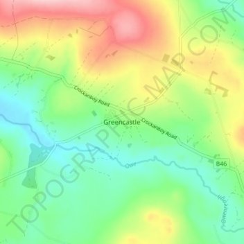 Mappa topografica Greencastle, altitudine, rilievo