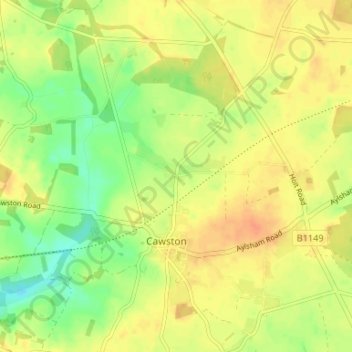 Mappa topografica Southgate, altitudine, rilievo