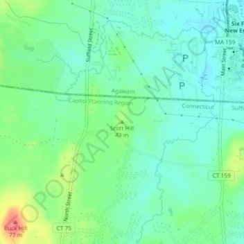 Mappa topografica Scott Hill, altitudine, rilievo