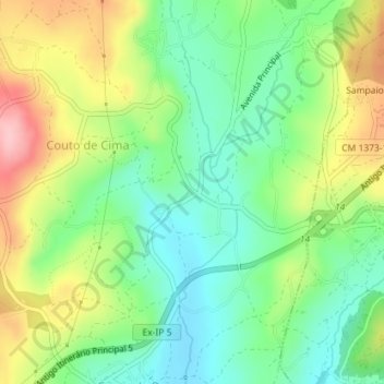 Mappa topografica Couto de Cima, altitudine, rilievo