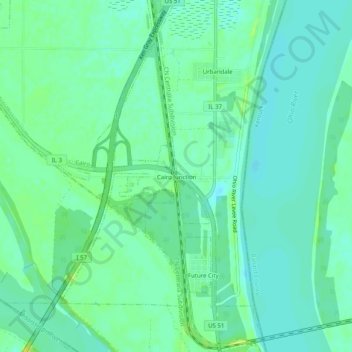Mappa topografica Cairo Junction, altitudine, rilievo